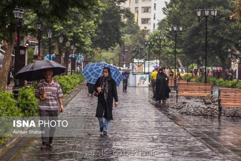 پیش بینی بارندگی در بعضی مناطق كشور