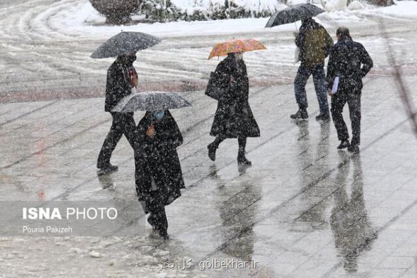 بارش باران و برف در بیشتر مناطق كشور